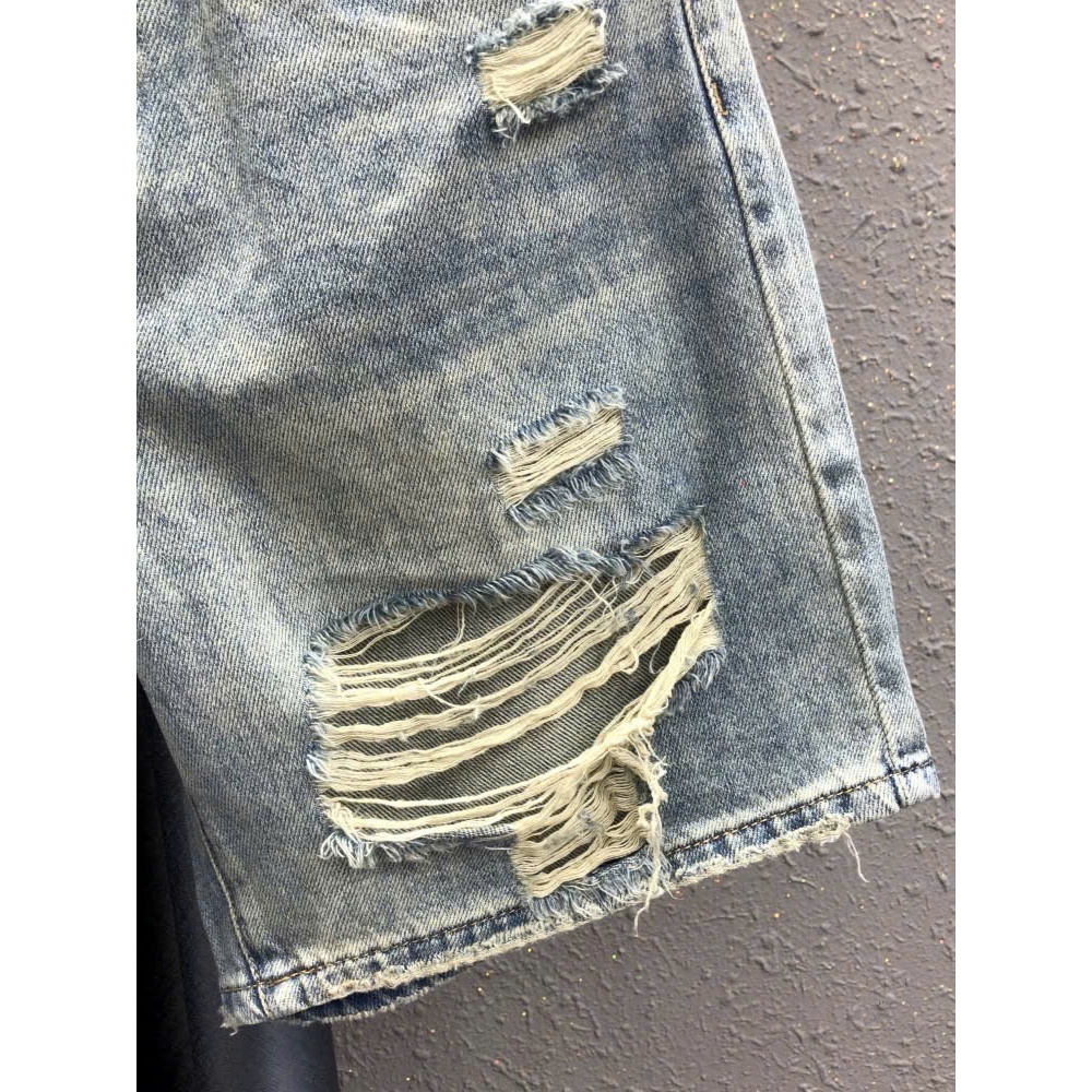 Quần jeans ngố nữ ống rộng rách gấu cá tính, quần bò lửng phong cách thời trang năng động ED17