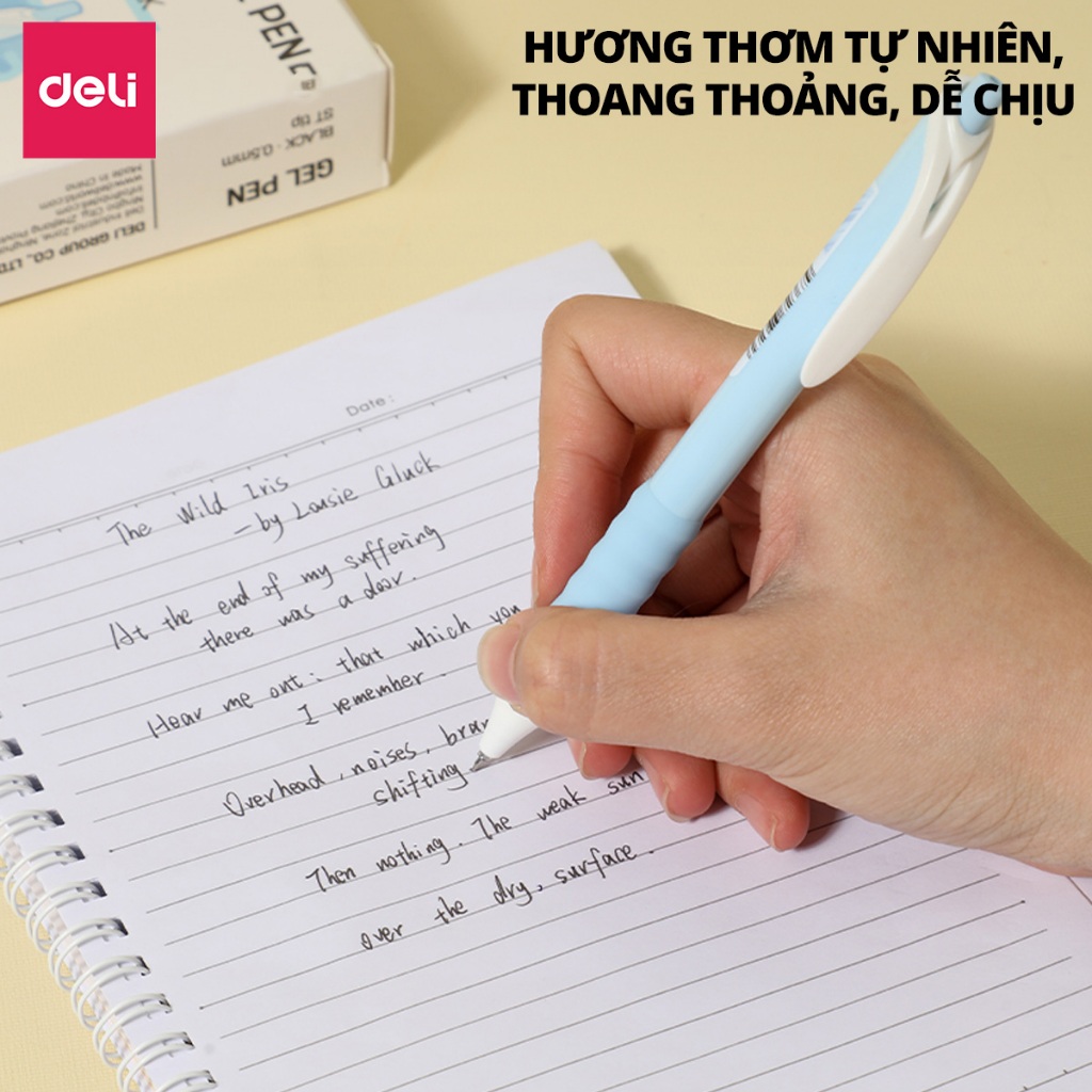 Bút Gel Có Mùi Thơm Deli -Bút Gel Viết Gel Bấm Hương Hoa Quả Ngòi 0.5mm Mực ĐenViết Đẹp Viết Bài Viết Sổ Tay