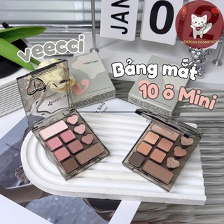 [VEECCI] Bảng Mắt VEECCI 10 Ô Mini Bỏ Túi, Nhũ Mịn Lì Tone Màu Tự Nhiên, 4.2g