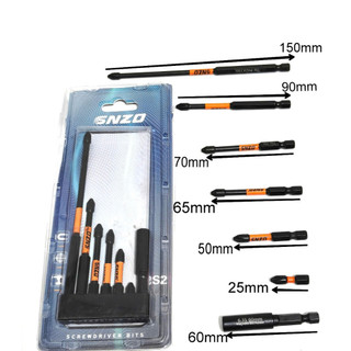 Bộ 7 mũi vít hợp kim từ tính cao chống trượt, mũi tuốc nơ vít 7 chiếc kích thước 25mm-150mm đầu vít PH2 chất liệu thép S