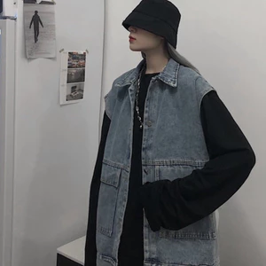 Áo Gile Bò Nam Nữ Phong Cách Cá Tính Áo Khoác Jeans Dáng Rộng Ulzzang Unisex Hàn Quốc đủ size