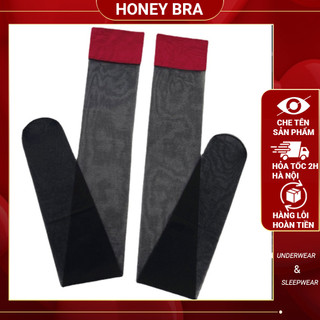 Tất Nữ Giữ Đùi Lưới Phối Cổ Dày TAT10 – Siêu Tôn Chân, Không Tuột, Dễ Phối Đồ – HONEY BRA – 2 Màu Thời Trang Đen/Đỏ
