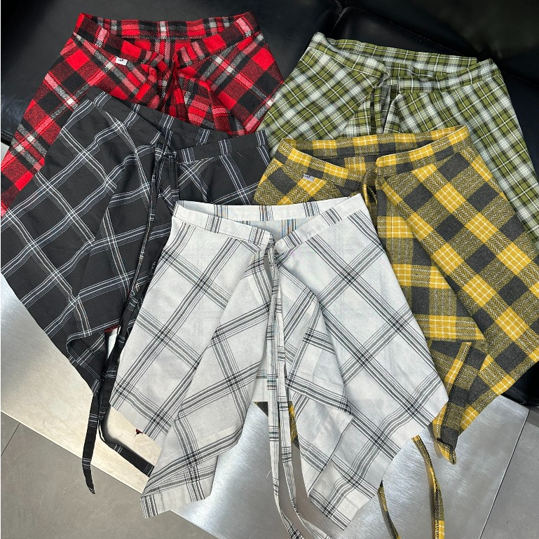 PLAID SKIRT họa tiết caro phụ kiện thời trang hot trend hiphop phong cách cá tính _Top unisexPLAID SKIRT họa tiết caro