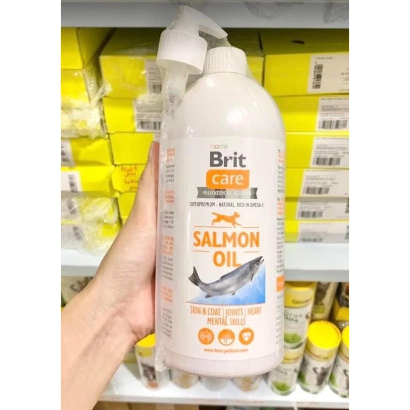 Dầu cá hồi brit care cho chó mèo, mượt lông, giảm rụng lông cho thú cưng, chai chiết 500ml