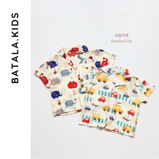 Áo sơ mi mùa hè cho bé trai Batala kids, Áo đi biển hoạ tiết KHỦNG LONG cho bé 2024