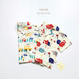 Áo sơ mi mùa hè cho bé trai Batala kids, Áo đi biển hoạ tiết KHỦNG LONG cho bé 2024
