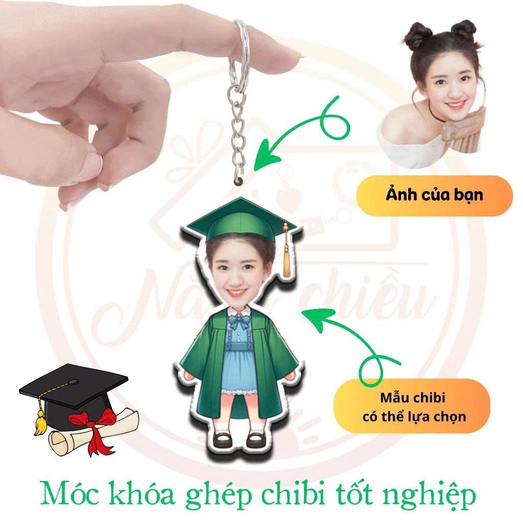 Móc Khoá Chibi, Móc Khoá Mẫu Tốt Nghiệp In 2 Mặt Acrylic Quà Tặng Bạn Bè Kỷ Niệm Cuối Cấp In Theo Yêu Cầu - SakuMai