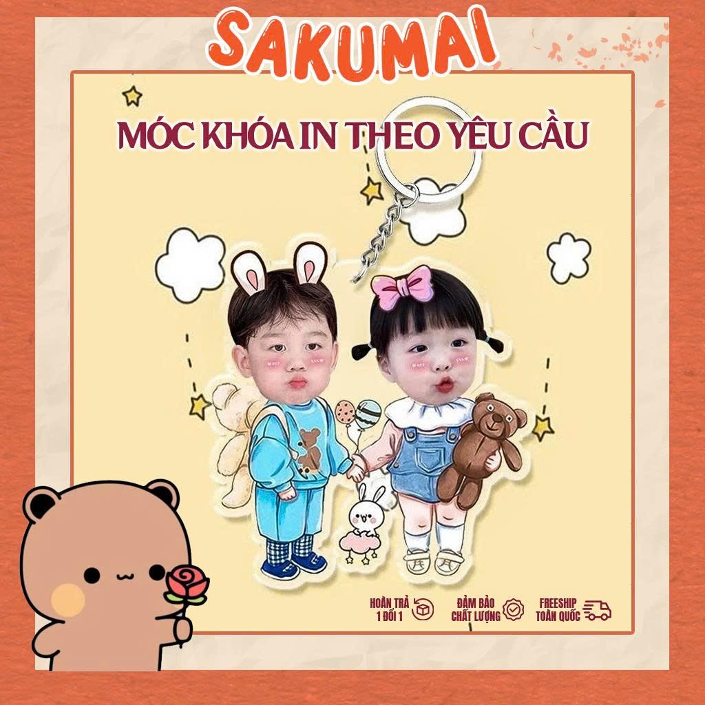 Móc Khoá Đôi, Móc Khoá In Hình Theo Yêu Cầu In 2 Mặt Acrylic Dễ Thương Dùng Làm Quà Tặng Bạn Bè Người Thân - SakuMai