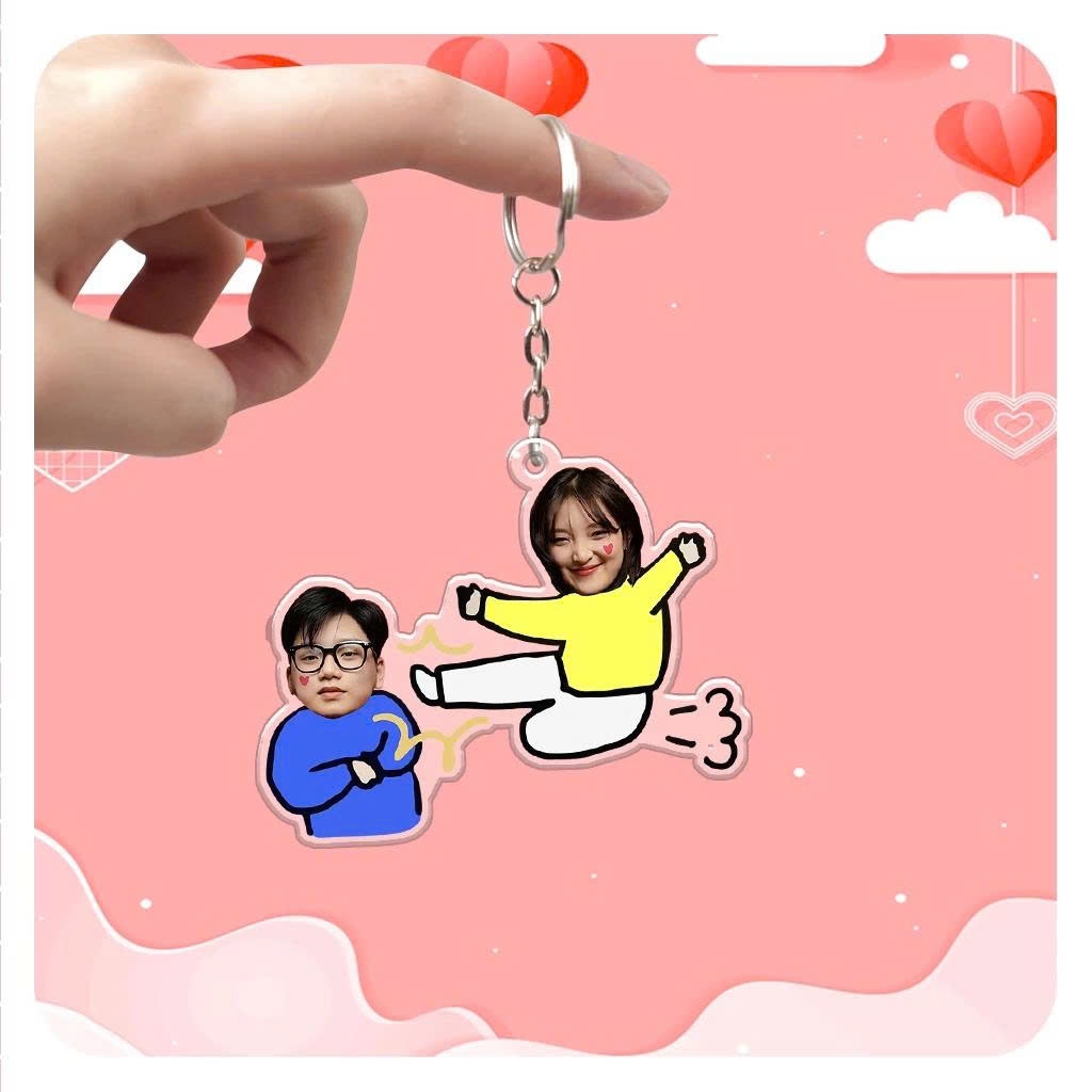 Móc Khoá Đôi, Móc Khoá In Hình Theo Yêu Cầu Phong Cách Dễ Thương In 2 Mặt Dùng Làm Quà Tặng Kỷ Niệm Người Yêu- SakuMai