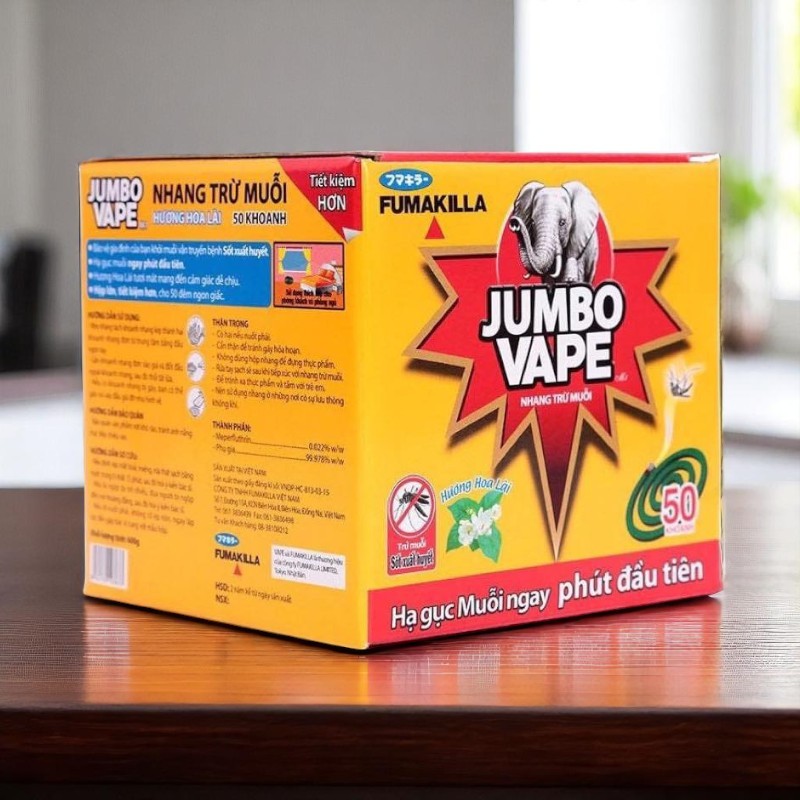 Nhang muỗi Jumbo Vape hương hoa lài hộp 50 khoanh (Trừ muỗi sốt xuất huyết)