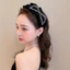 HT008 Băng đô cài tóc đính đá lấp lánh, Bờm cài tóc xếp ly phối nhung đen sang chảnh HT008