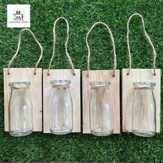 Bảng gỗ kèm lọ thủy tinh OABU decor treo tường, trồng cây thủy sinh BG03