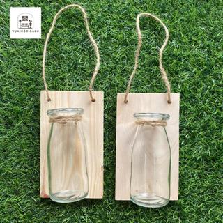 Bảng gỗ kèm lọ thủy tinh OABU decor treo tường, trồng cây thủy sinh BG03