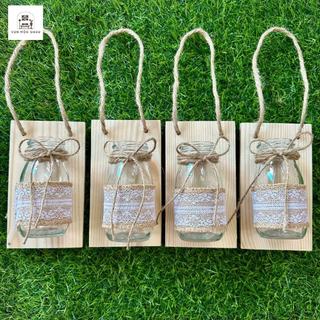 Bảng gỗ kèm lọ thủy tinh OABU decor treo tường, trồng cây thủy sinh, bảng 10x17cm, lọ 200ml 03_A