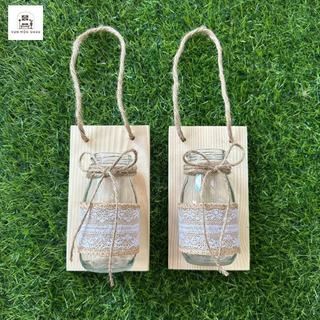 Bảng gỗ kèm lọ thủy tinh OABU decor treo tường, trồng cây thủy sinh, bảng 10x17cm, lọ 200ml 03_A