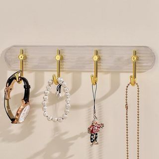 Thanh 6 móc dán tường liền mạch màu vàng sang trọng,móc treo tường mẫu mới