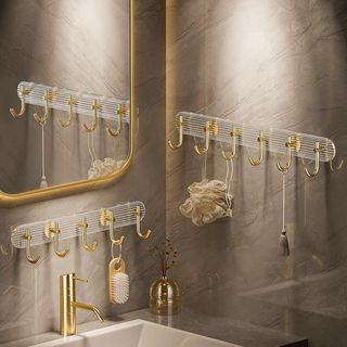 Thanh 6 móc dán tường liền mạch màu vàng sang trọng,móc treo tường mẫu mới