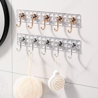 Thanh 6 móc dán tường liền mạch màu vàng sang trọng,móc treo tường mẫu mới