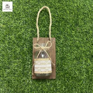 Bảng gỗ kèm lọ thủy tinh OABU decor treo tường, trồng cây thủy sinh, bảng 10x17cm, lọ 200ml 03_A_nâu