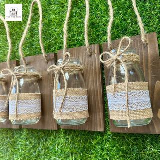 Bảng gỗ kèm lọ thủy tinh OABU decor treo tường, trồng cây thủy sinh, bảng 10x17cm, lọ 200ml 03_B_nâu