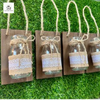 Bảng gỗ kèm lọ thủy tinh OABU decor treo tường, trồng cây thủy sinh, bảng 10x17cm, lọ 200ml 03_B_nâu