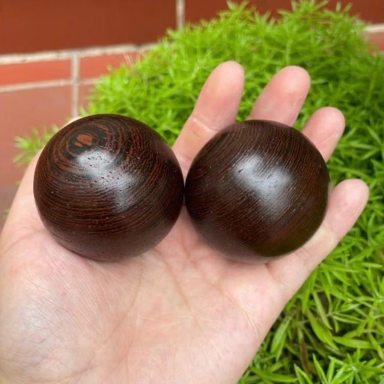 Combo 2 Viên Bi Lăn Tay Mun Đuôi Công, Vân gỗ Siêu Đẹp