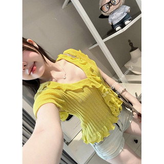 LT - Áo len nữ vạt bèo cộc tay xinh xắn, chất len giấy mềm mỏng free size 1032