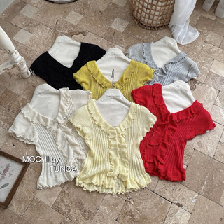 LT - Áo len nữ vạt bèo cộc tay xinh xắn, chất len giấy mềm mỏng free size 1032