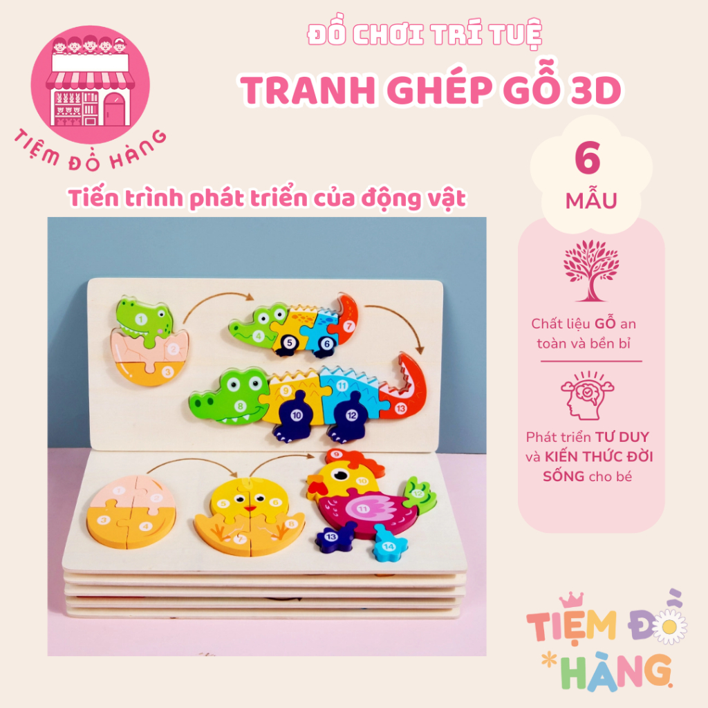 Bộ Ghép 3D Sự Trưởng Thành Của Động Vật, Đồ Chơi Trí Tuệ Cho Bé