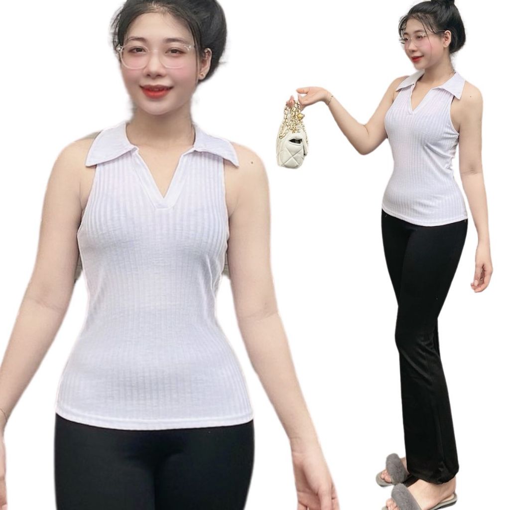 Áo thun nữ cổ trụ bigsize áo thun sát nách mặc hè mát thoải mái ESHOP Áo Nữ Kiểu Polo MS242
