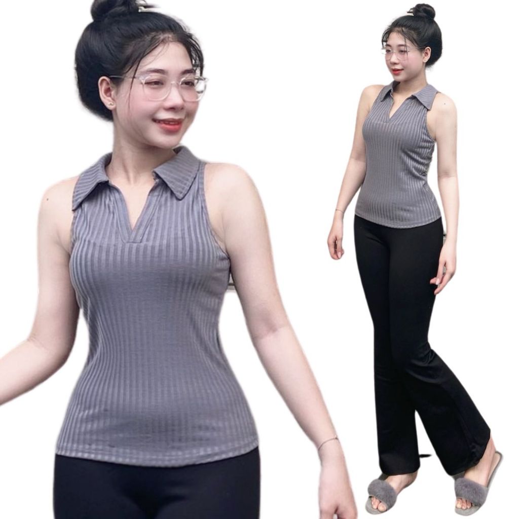 Áo thun nữ cổ trụ bigsize áo thun sát nách mặc hè mát thoải mái ESHOP Áo Nữ Kiểu Polo MS242