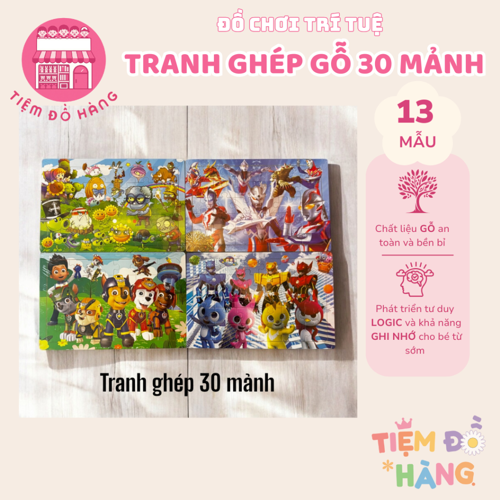 Đồ Chơi Gỗ Tranh Ghép Hình Gỗ 30 Miếng, Đồ Chơi Phát Triển Trí Tuệ Cho Bé