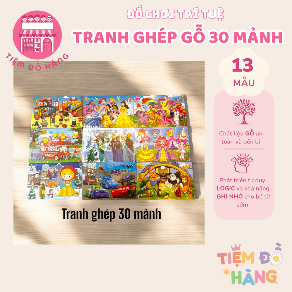 Đồ Chơi Gỗ Tranh Ghép Hình Gỗ 30 Miếng, Đồ Chơi Phát Triển Trí Tuệ Cho Bé
