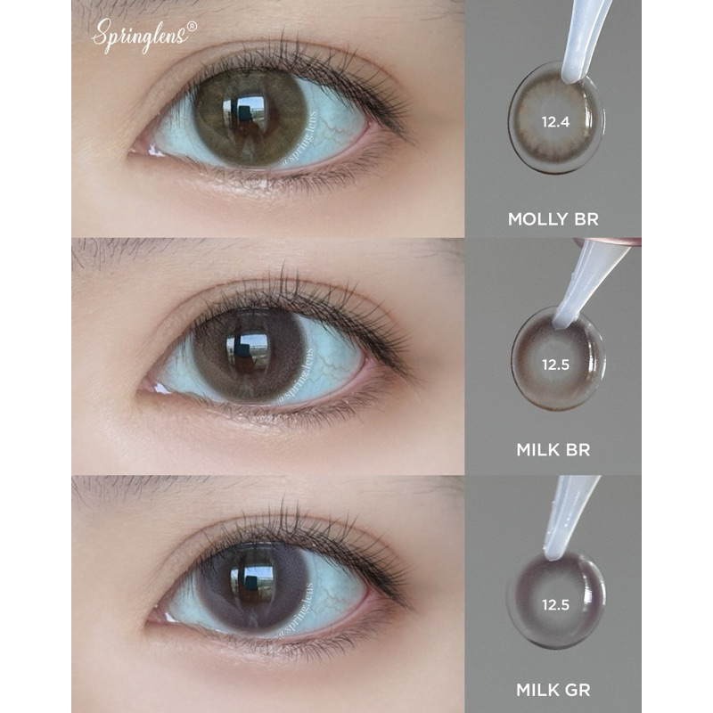 Kính áp tròng Milk Gray xám sữa hiệu ứng giọt nhẹ tự nhiên 1 tháng | Spring Lens
