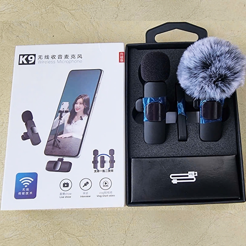 Combo Micro K9 và mũ lọc gió, giúp lọc ồn, thu xa, kết nối điện thoại quay video, livetream