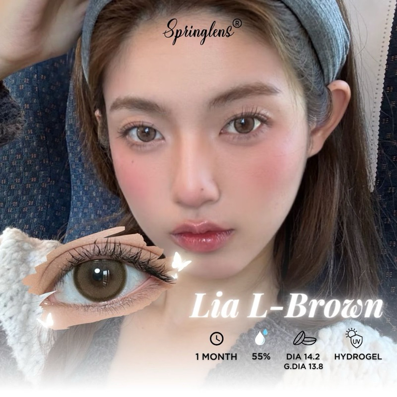 Kính áp tròng LIA LIGHT BROWN nâu trà vàng (Julia) hiệu ứng phớt nhẹ 1 tháng | Spring Lens
