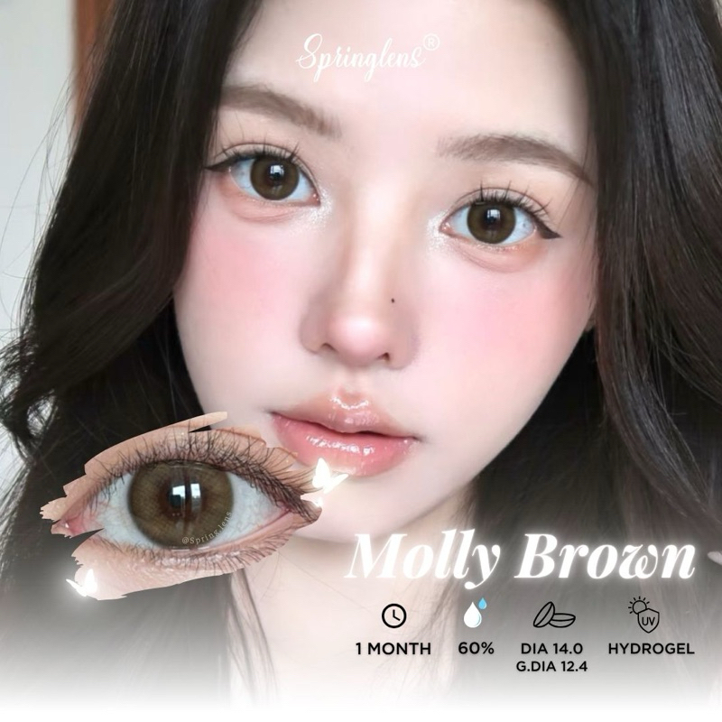 Kính áp tròng MOL BROWN (Molly) nâu trà không giãn tự nhiên 1 tháng | Spring Lens