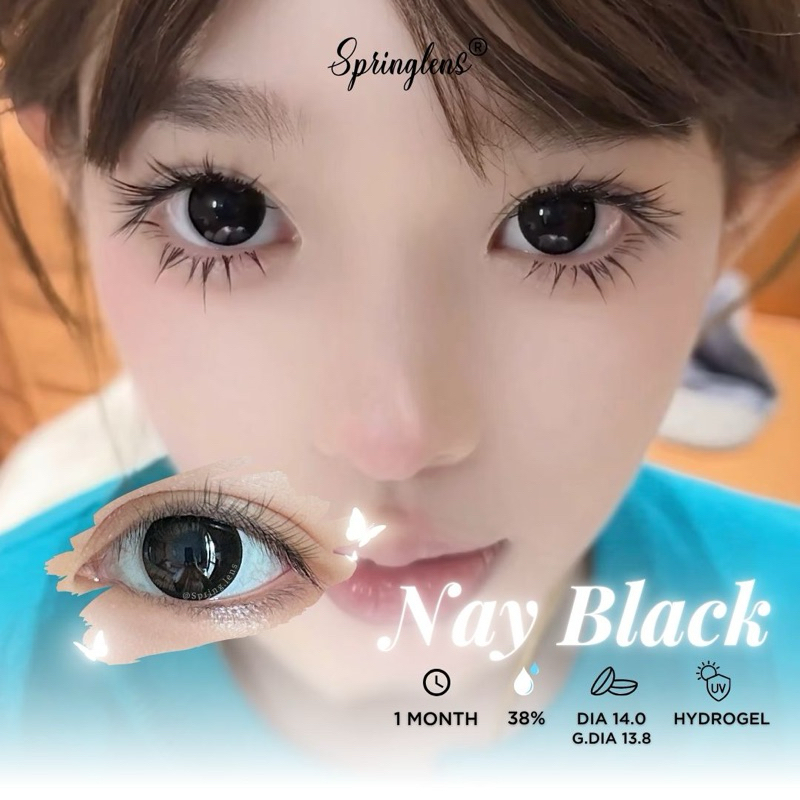 Kính áp tròng MPC đen tuyền giãn tròng to BABY NAY BLACK búp bê hot girl 1-3 tháng 0-7 độ | Spring Lens
