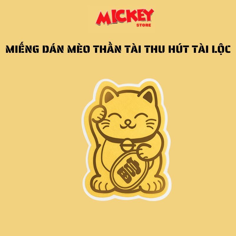 Miến dán sticker mèo thần tài thu hút tài lộc may mắn