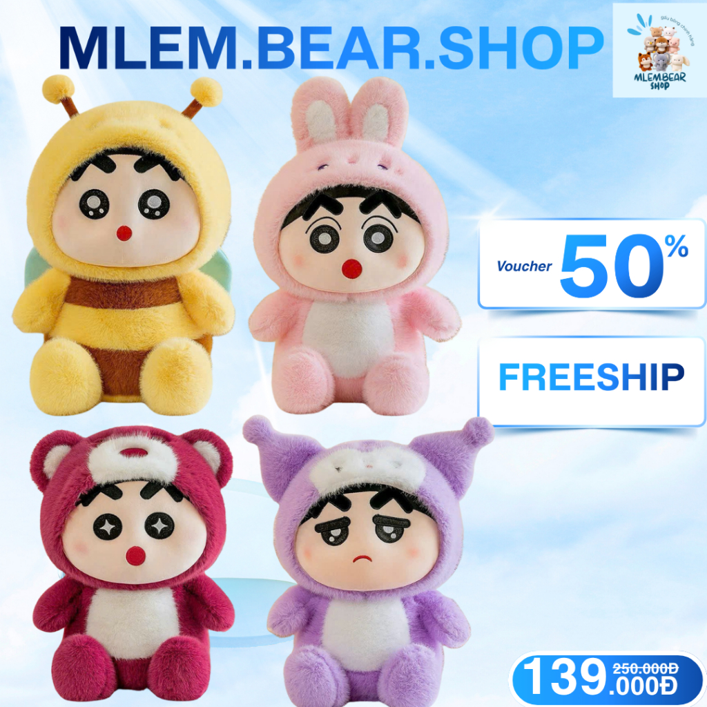 Gấu Bông Shin Chan Cosplay Cậu Bé Bút Chì Shin Mặc Đồ Nhân Vật Hoạt Hình Nổi Tiếng