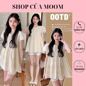 Set bộ bầu + áo babydoll bầu thời trang thiết kế dập hoa chất đũi lụa (có size)