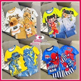 Đồ bộ thun lạnh bé trai - Họa tiết hoạt hình người nhện, khủng long, xe hơi cho bé 10 đến 45kg