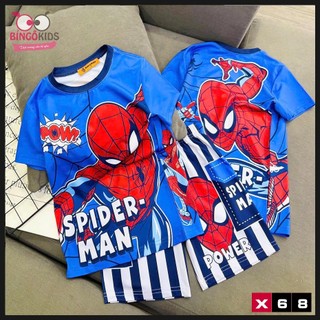 Đồ bộ thun lạnh bé trai - Họa tiết hoạt hình người nhện, khủng long, xe hơi cho bé 10 đến 45kg