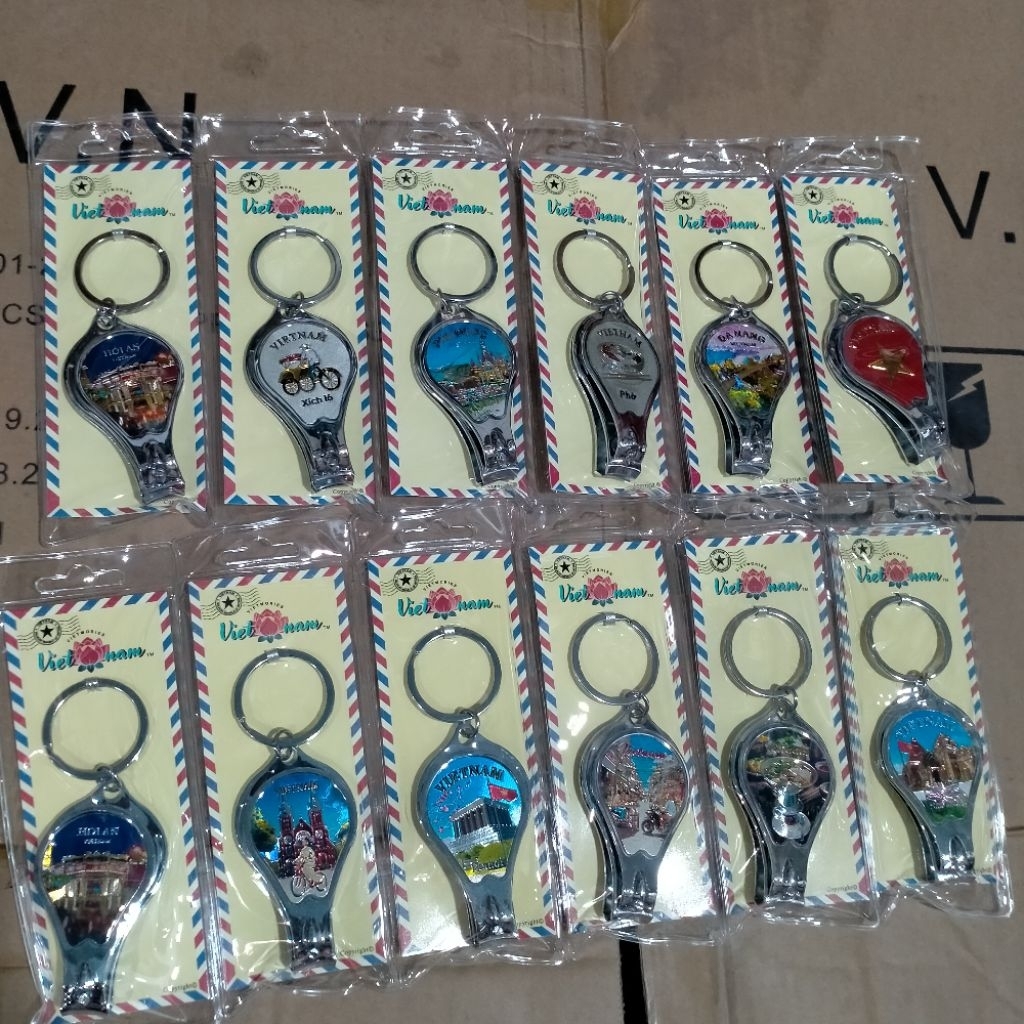 SÉT 6 CHIẾC MÓC KHÓA BẤM MÓNG TAY HÌNH ẢNH PHONG CẢNH VIỆT NAM KEYCHAIN ...