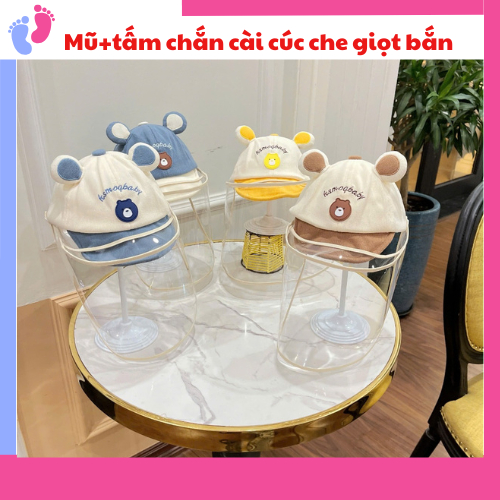 Mũ vành tai gấu kèm chắn giọṭ ̣̣có 2 cúc bấm hai bên tháo lắp dễ dàng , chất liệu mũ đẹp cho bé 5-24T saubabi