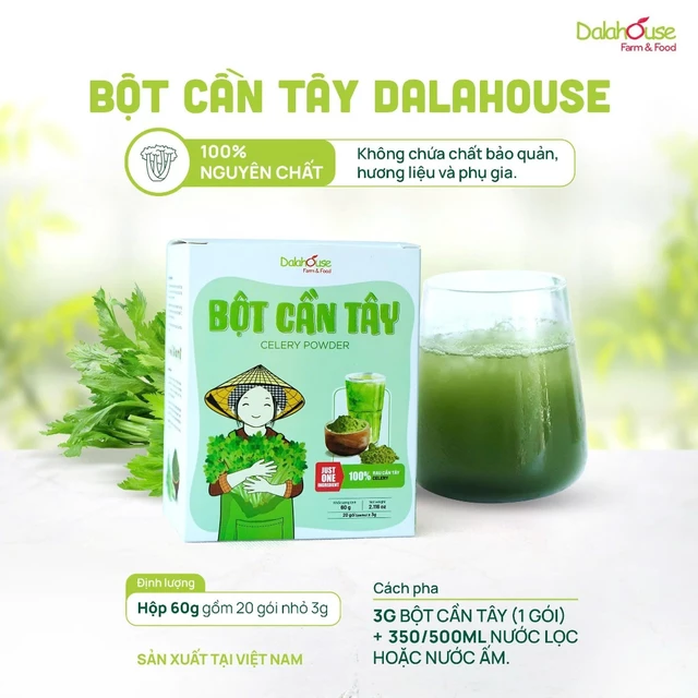 Bột Cần Tây Hữu Cơ Sấy Lạnh Dalahouse Hộp 20 gói 3g