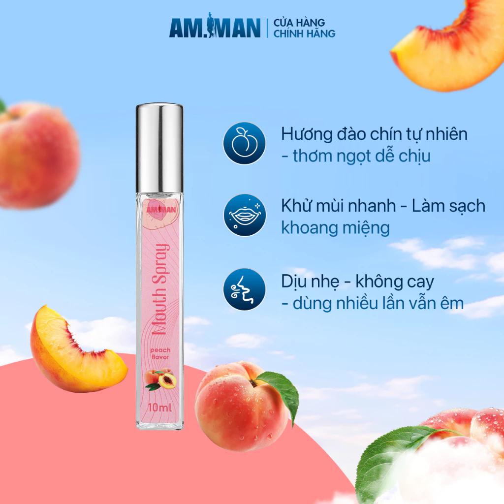 Xịt Thơm Miệng AM MAN 10ml Hương Vị Trái Cây Tự Nhiên Ngọt Ngào,Kháng Khuẩn,Hơi Thở Thơm Mát,Làm Dịu Nhẹ Khoang Miệng