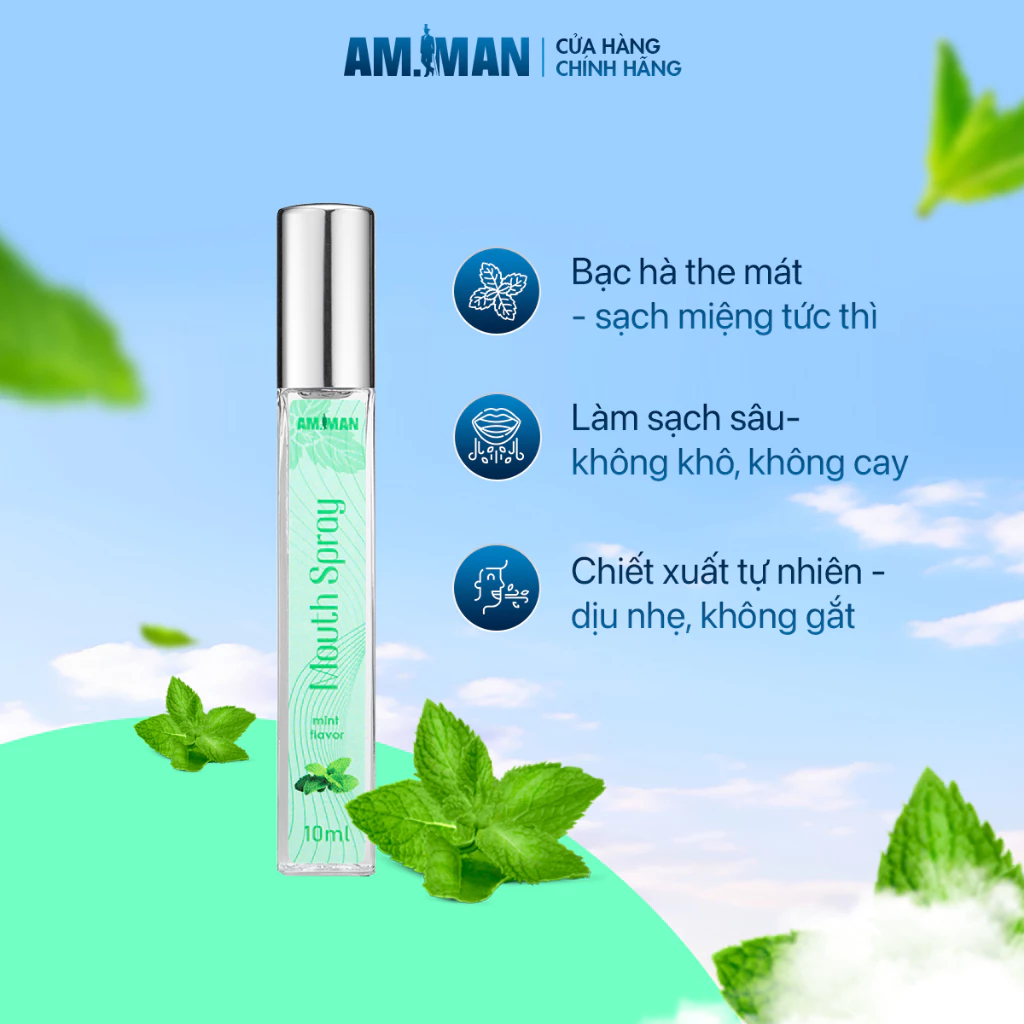 Xịt Thơm Miệng AM MAN 10ml Hương Vị Trái Cây Tự Nhiên Ngọt Ngào,Kháng Khuẩn,Hơi Thở Thơm Mát,Làm Dịu Nhẹ Khoang Miệng