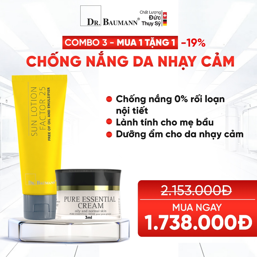 Combo 1 KCN SPF 25 200ml, 1 kem ngừa lão hóa Pure Essential Cream Oily ...