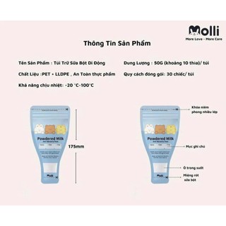 Túi trữ sữa bột Molli cho mẹ cực tiện